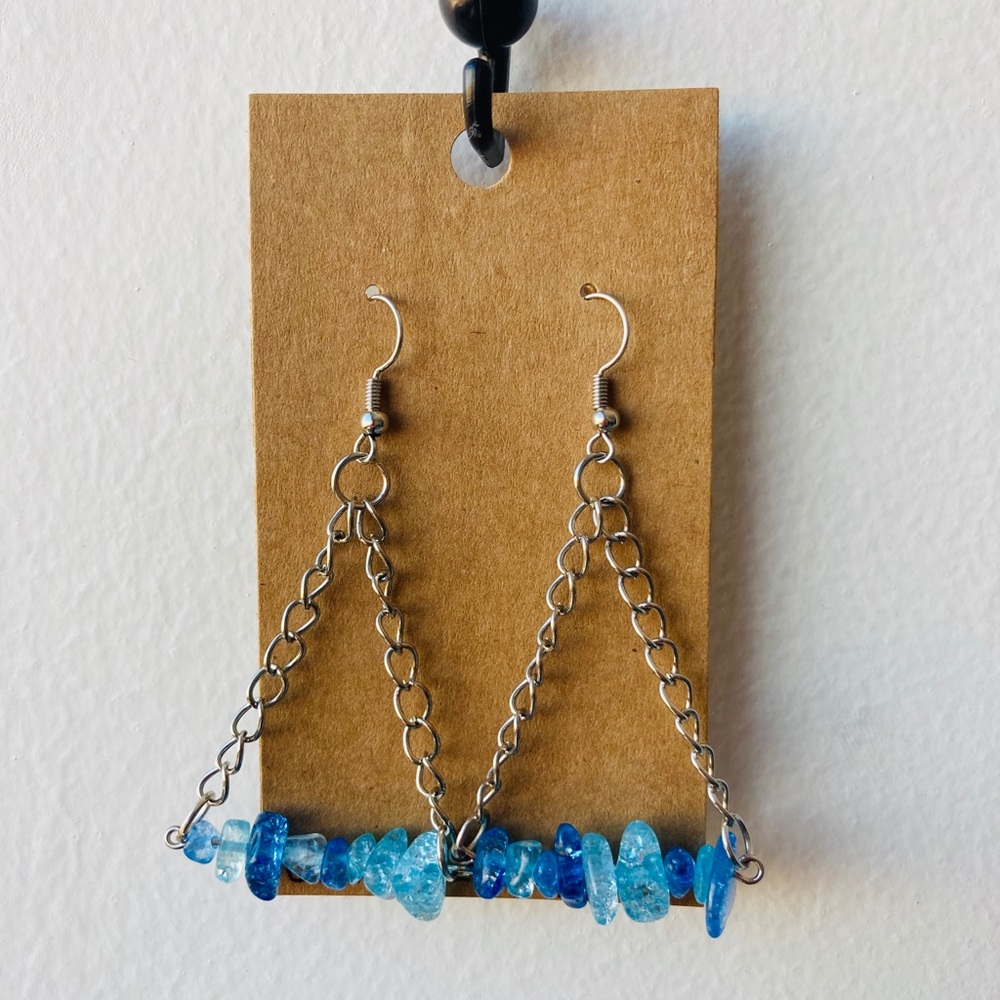 Triangular Blue Crystal Hang Downs - image 1